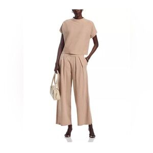 ✨ Sioni Beige 2-Piece Set | Mock Neck Top & Wide-Leg Pants | Size Small